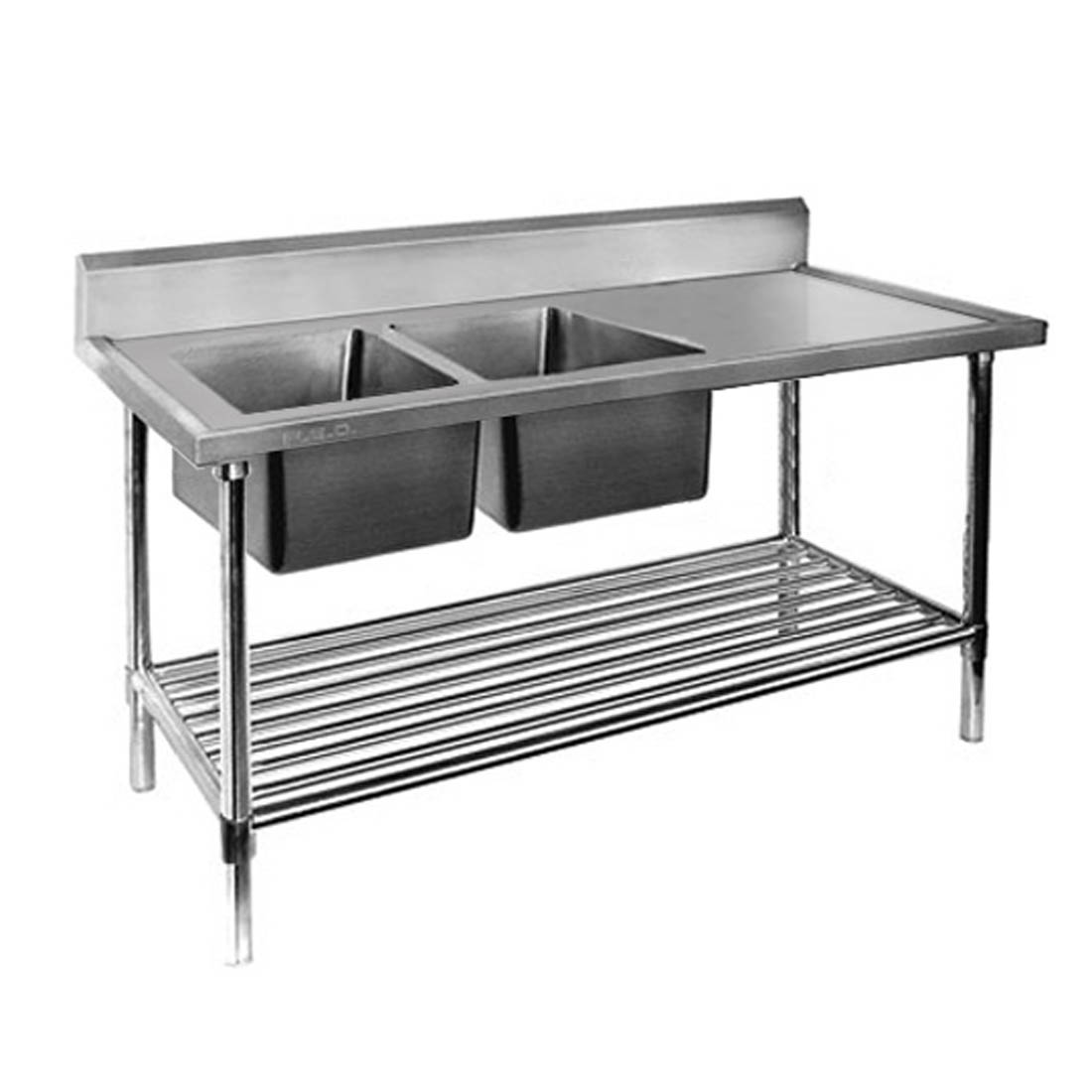 DSB6-1800L/A Double Left Sink Bench with Pot Undershelf - JDS Hospitality Equipment