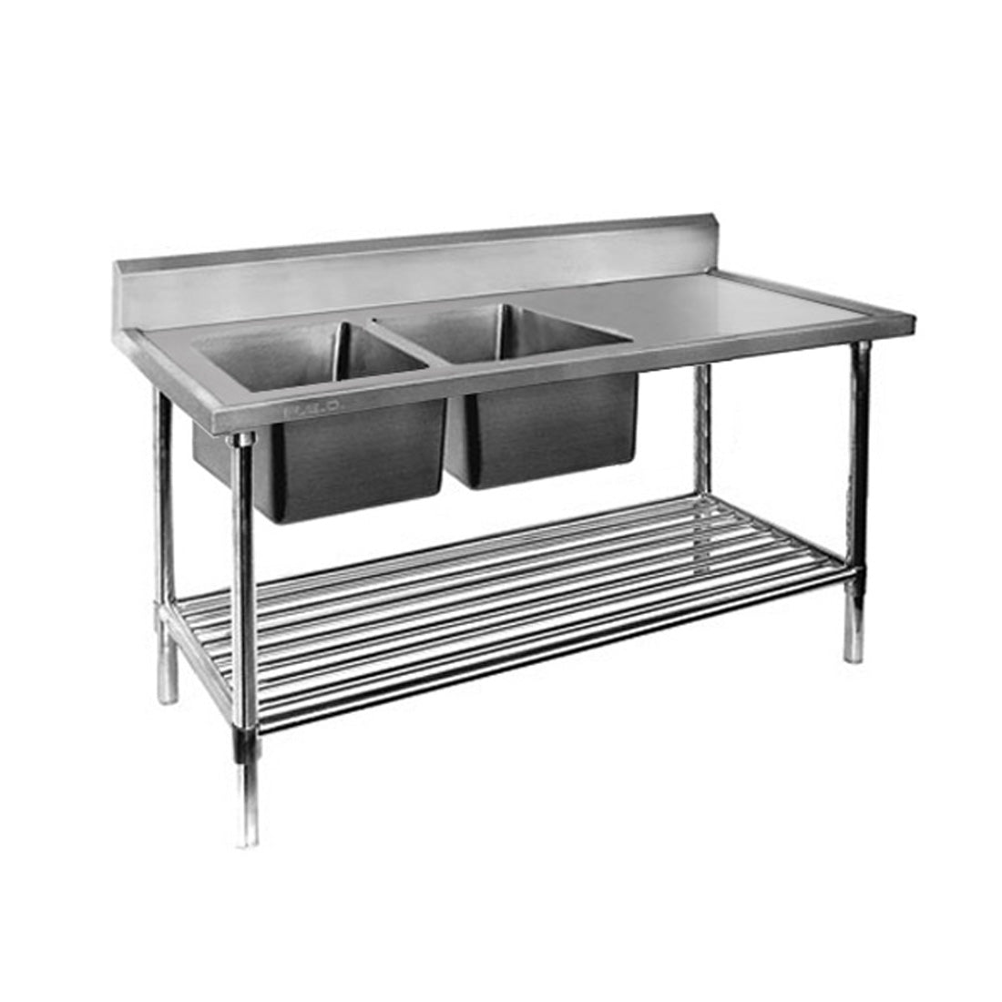 Double Left Sink Bench with Pot Undershelf DSB7-2100L/A - JDS Hospitality Equipment