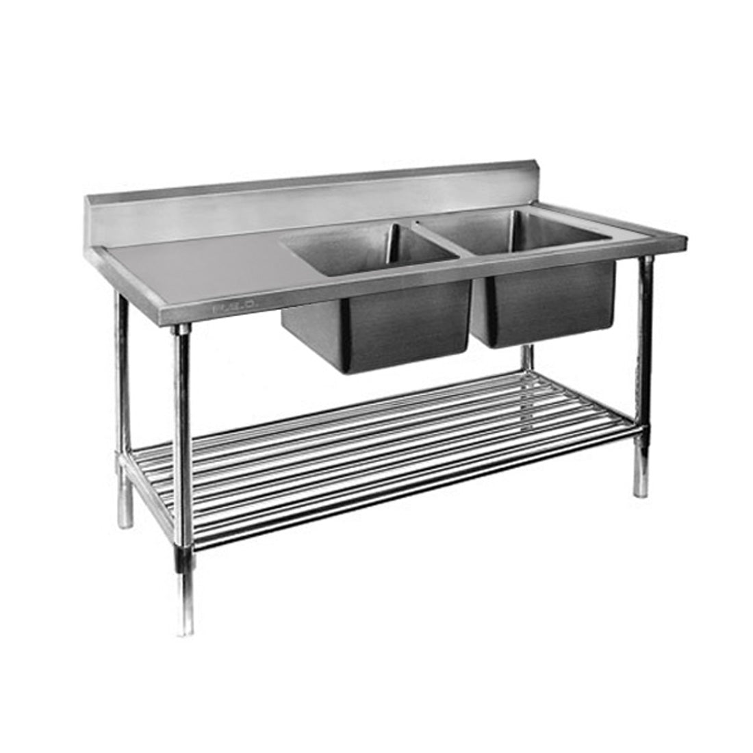 Double Right Sink Bench with Pot Undershelf DSB7-2100R/A - JDS Hospitality Equipment