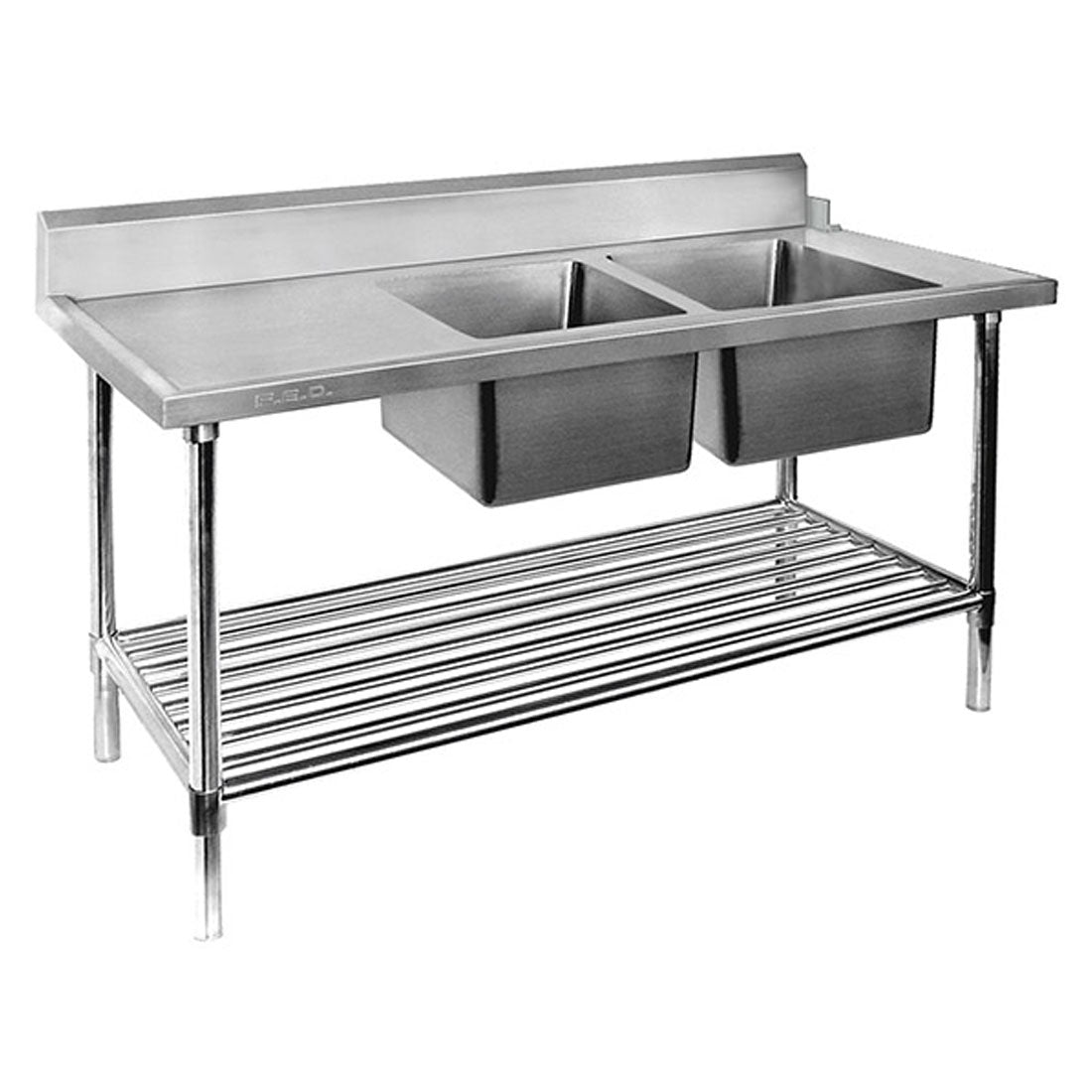 DSBD7-2400R/A Right Inlet Double Sink Dishwasher Bench - JDS Hospitality Equipment
