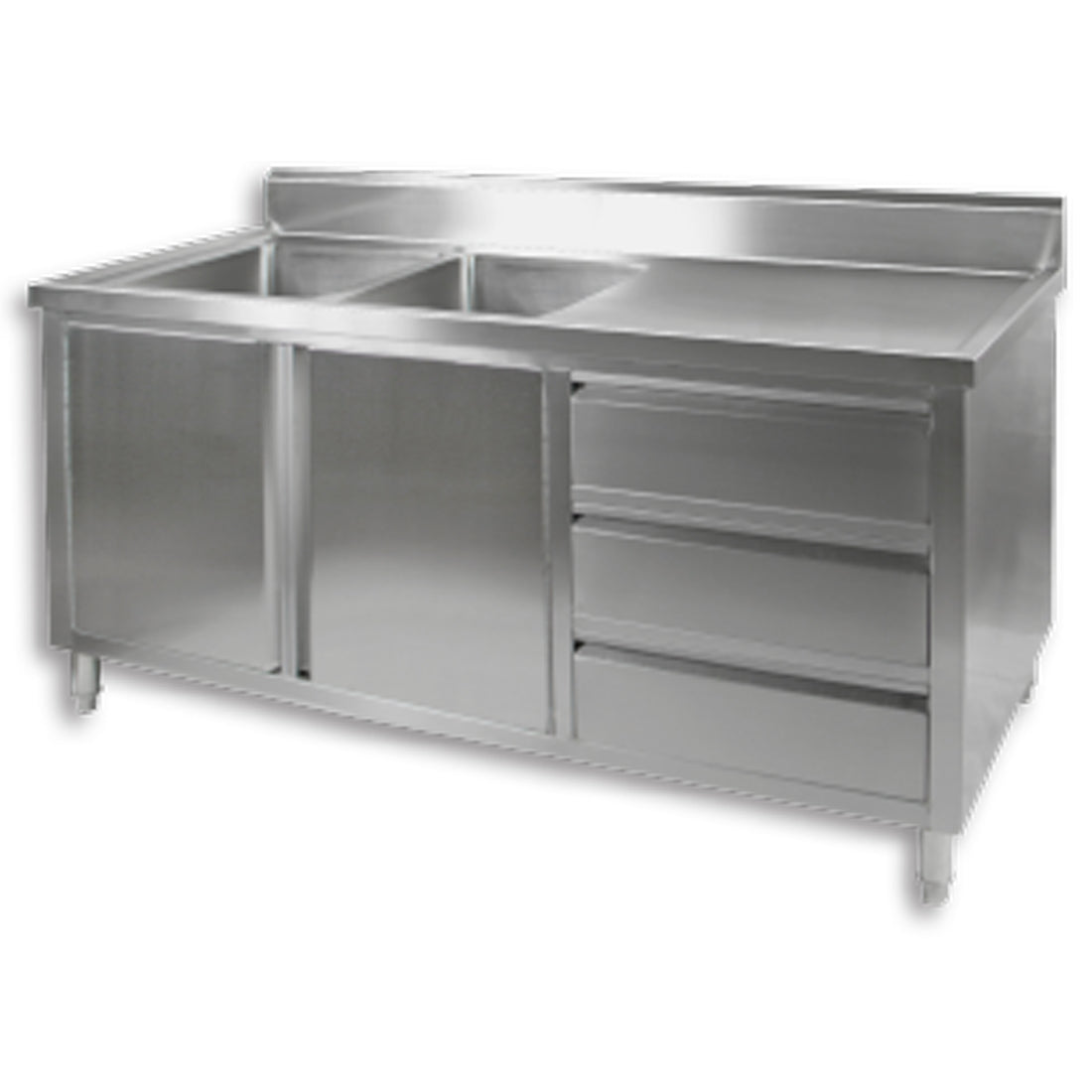 DSC-1800L-H KITCHEN TIDY CABINET WITH DOUBLE LEFT SINKS - JDS Hospitality Equipment