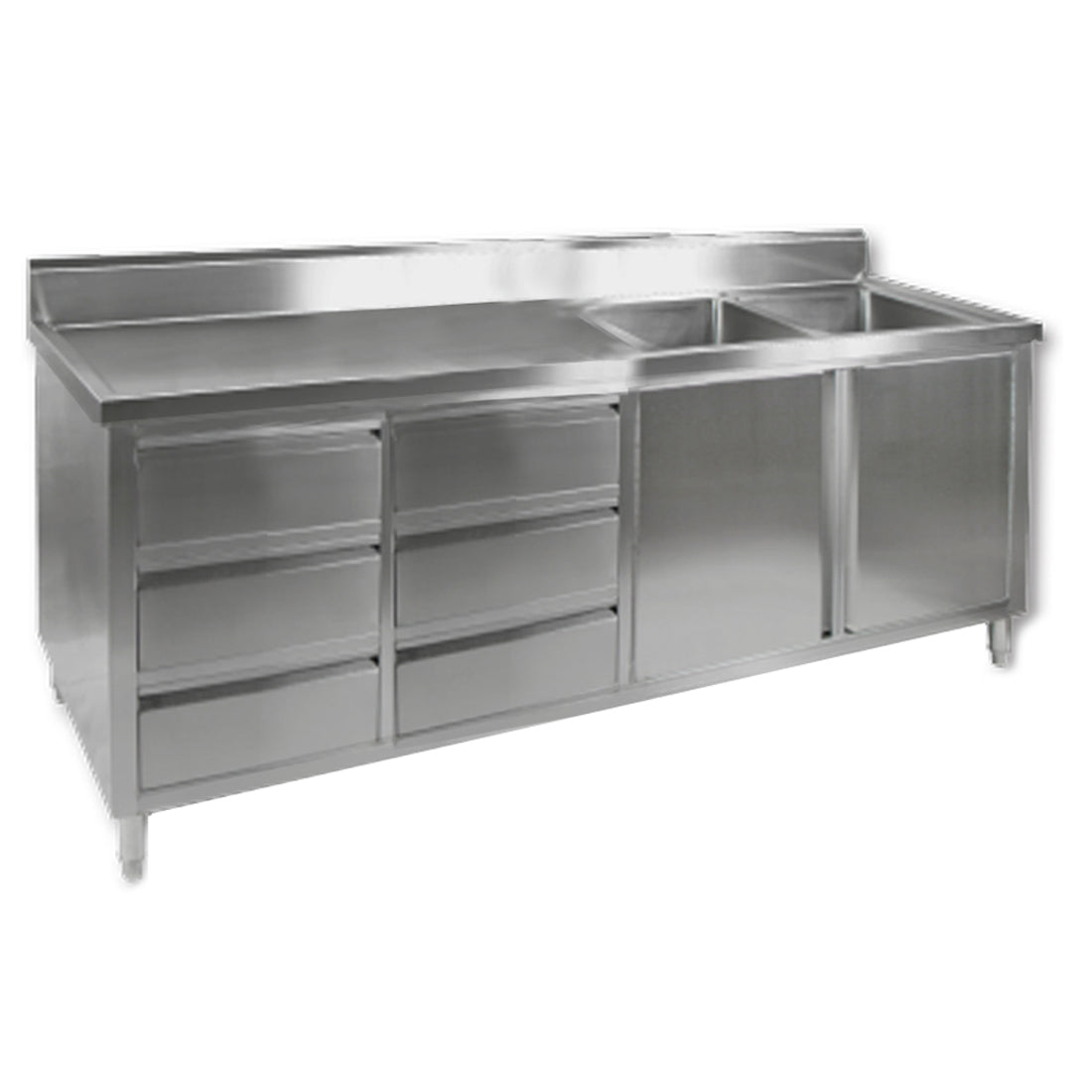 DSC-2100R-H KITCHEN TIDY CABINET WITH DOUBLE RIGHT SINKS - JDS Hospitality Equipment