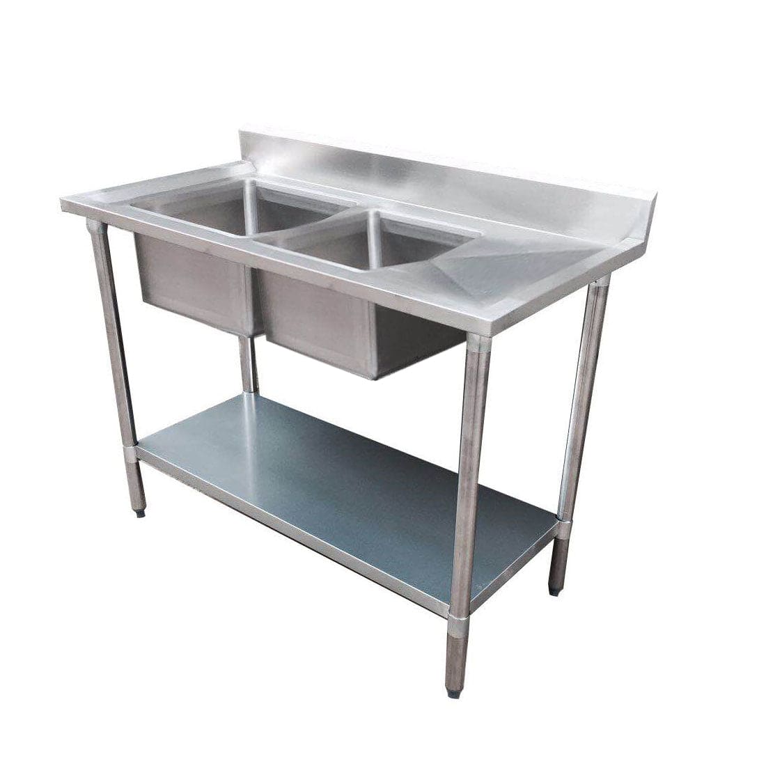 Economic 304 Grade SS Left Double Sink Bench 1500x700x900 1500-7-DSBL - JDS Hospitality Equipment