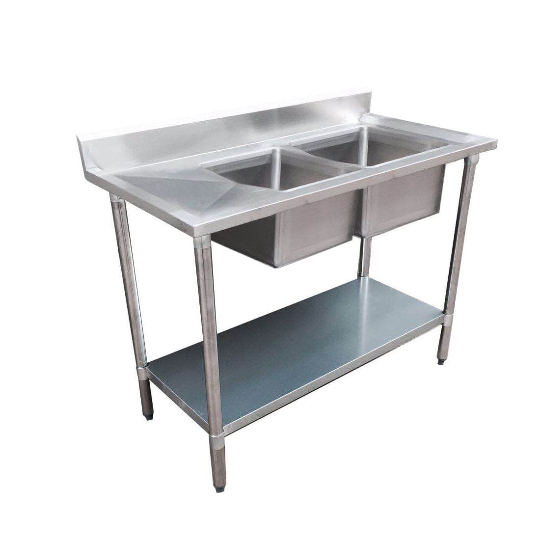 Economic 304 Grade SS Right Double Sink Bench 1500x600x900 with 400 and 500x400x250 sinks 1500-6-DSBR - JDS Hospitality Equipment