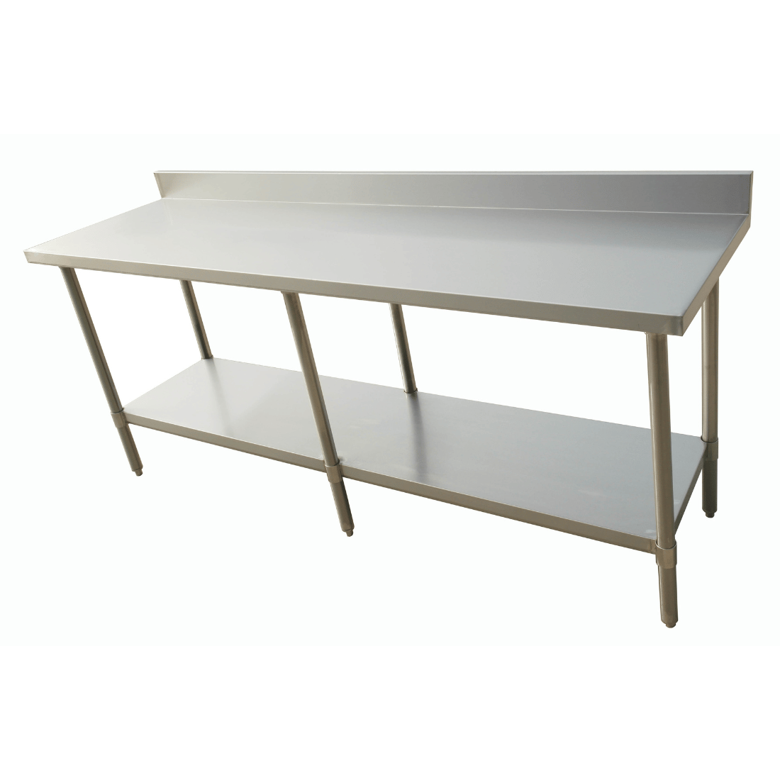 2400-7-WBB Economic 304 Grade Stainless Steel Table with splashback  2400x700x900 - 6 legs - JDS Hospitality Equipment 