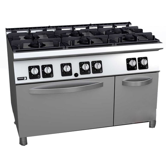 Fagor Kore 700 Series 6 Burner Gas Range with Gas Oven - C-G761H - JDS Hospitality Equipment 