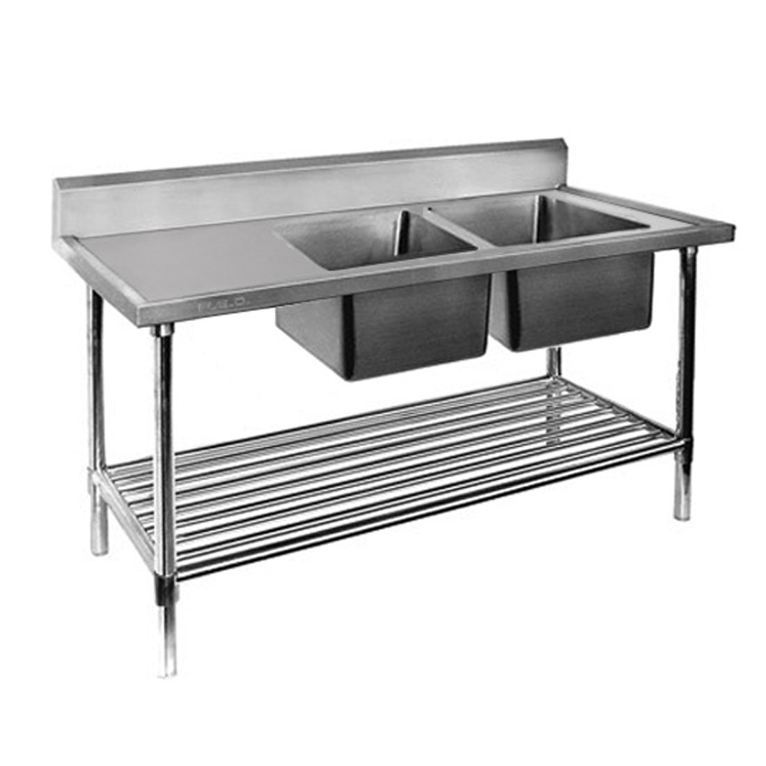 DSB6-1500R/A Double Right Sink Bench with Pot Undershelf - JDS Hospitality Equipment 