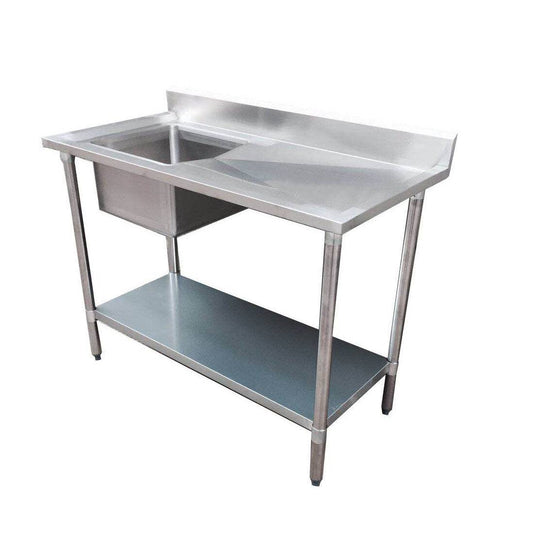 Economic 304 Grade SS Left Single Sink Bench with sink - 1200-7-SSBL - JDS Hospitality Equipment 