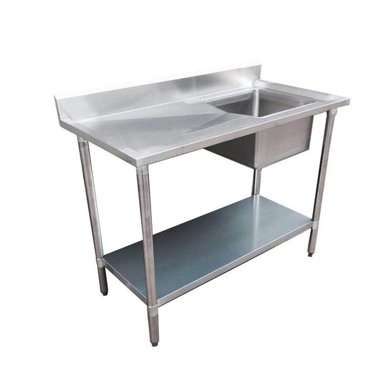 Economic 304 Grade SS Right Single Sink Bench with sink 1200-7-SSBR - JDS Hospitality Equipment 