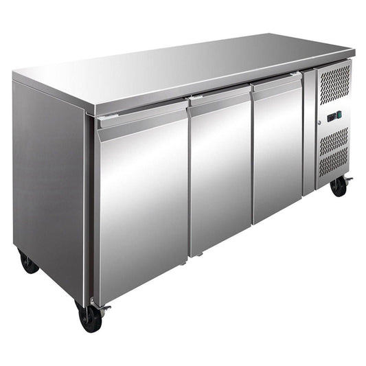 FE3100TN S/S Three Door Bench Fridge 386L - JDS Hospitality Equipment 