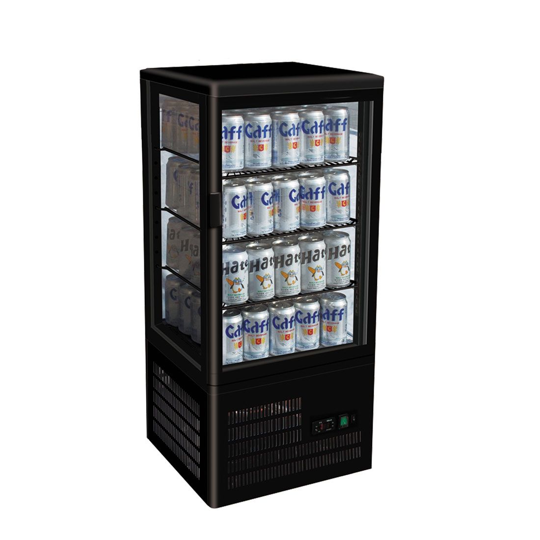 Thermaster Four Sided Countertop Beverage Display Fridge Black TCBD68B - JDS Hospitality Equipment 