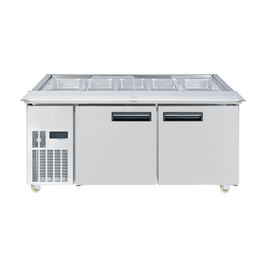 Thermaster Two Door Cold Bench Salad Station 5x1/1 GN Pans PG180FA-XB - JDS Hospitality Equipment 