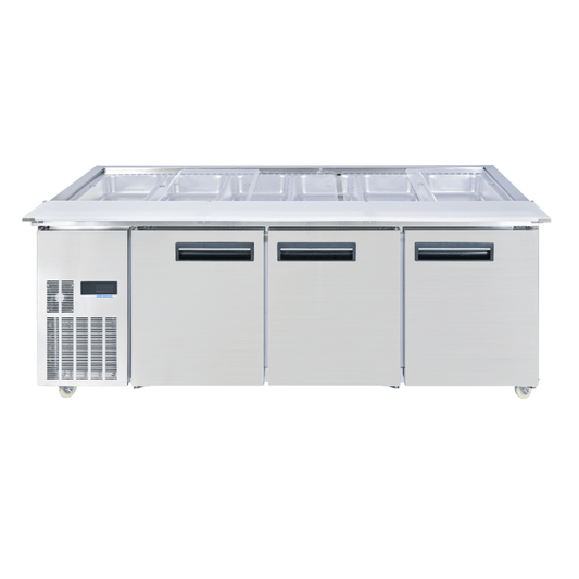 Thermaster Three Door Cold Bench Salad Station 6x1/1 GN Pans PG210FA-XB - JDS Hospitality Equipment 