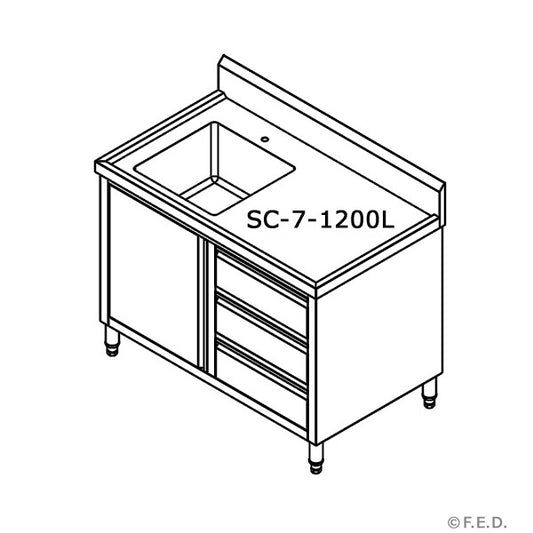 SC-7-1200L-H CABINET WITH LEFT SINK - JDS Hospitality Equipment 