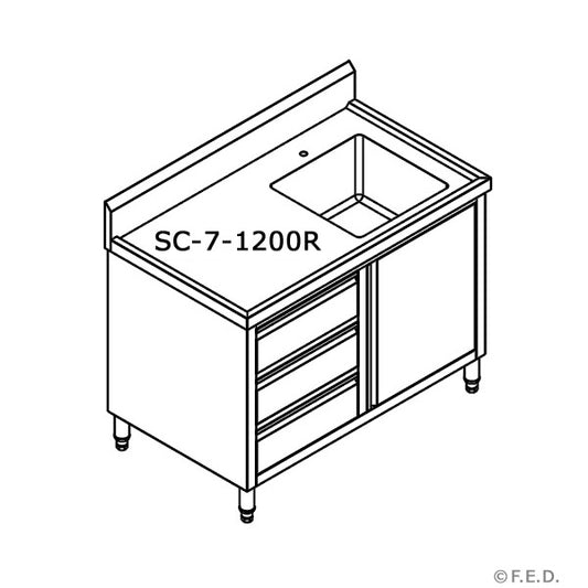 SC-7-1200R-H CABINET WITH RIGHT SINK - JDS Hospitality Equipment 