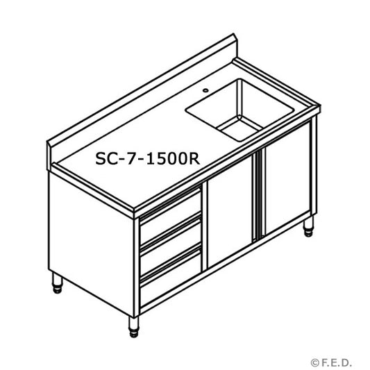 SC-7-1500R-H CABINET WITH RIGHT SINK - JDS Hospitality Equipment 
