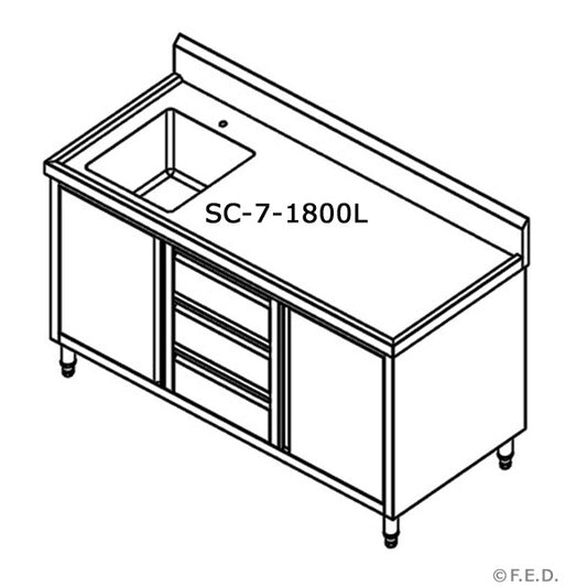 SC-7-1800L-H CABINET WITH LEFT SINK - JDS Hospitality Equipment 