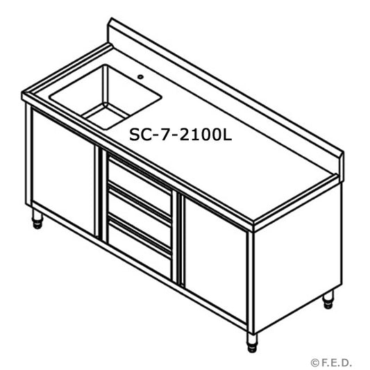SC-7-2100L-H CABINET WITH LEFT SINK - JDS Hospitality Equipment 
