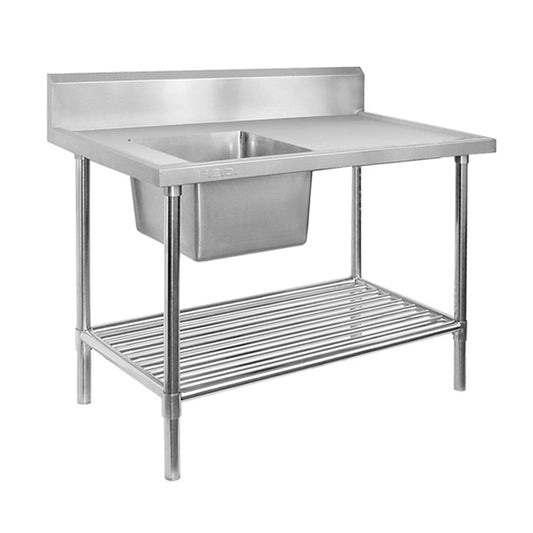 Single Left Sink Bench with Pot Undershelf SSB7-1200L/A - JDS Hospitality Equipment 