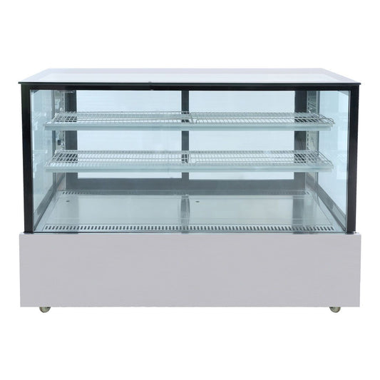 SSU150-2XB Black Trim Square Glass Cake Display 2 Shelves 1500x700x1100 - JDS Hospitality Equipment 