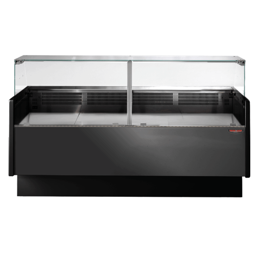 Tecnodom Serie MR80 Black 2000mm Wide Deli Display with Storage and Castors TDMR-0820B - JDS Hospitality Equipment 