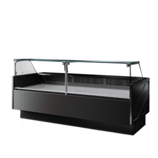 Tecnodom Serie MR80 Black 2480mm Wide Deli Display with Storage and Castors TDMR-0825B - JDS Hospitality Equipment 