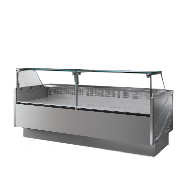 Tecnodom Serie MR9.5 Silver 2480mm Wide Deli Display with Storage and Castors TDMR-0925 - JDS Hospitality Equipment 