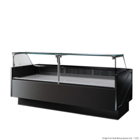 Tecnodom Serie MR9.5 Black 2480mm Wide Deli Display with Storage and Castors TDMR-0925B - JDS Hospitality Equipment 