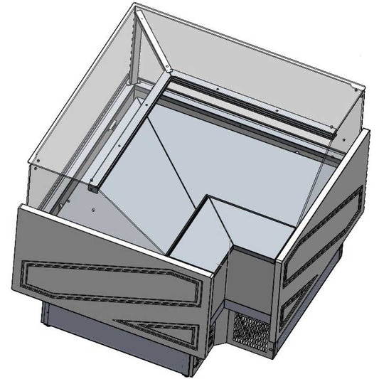 Tecnodom Series MR9.5 Black Corner Deli Display w/ Storage and Castors TDMR-E - JDS Hospitality Equipment 