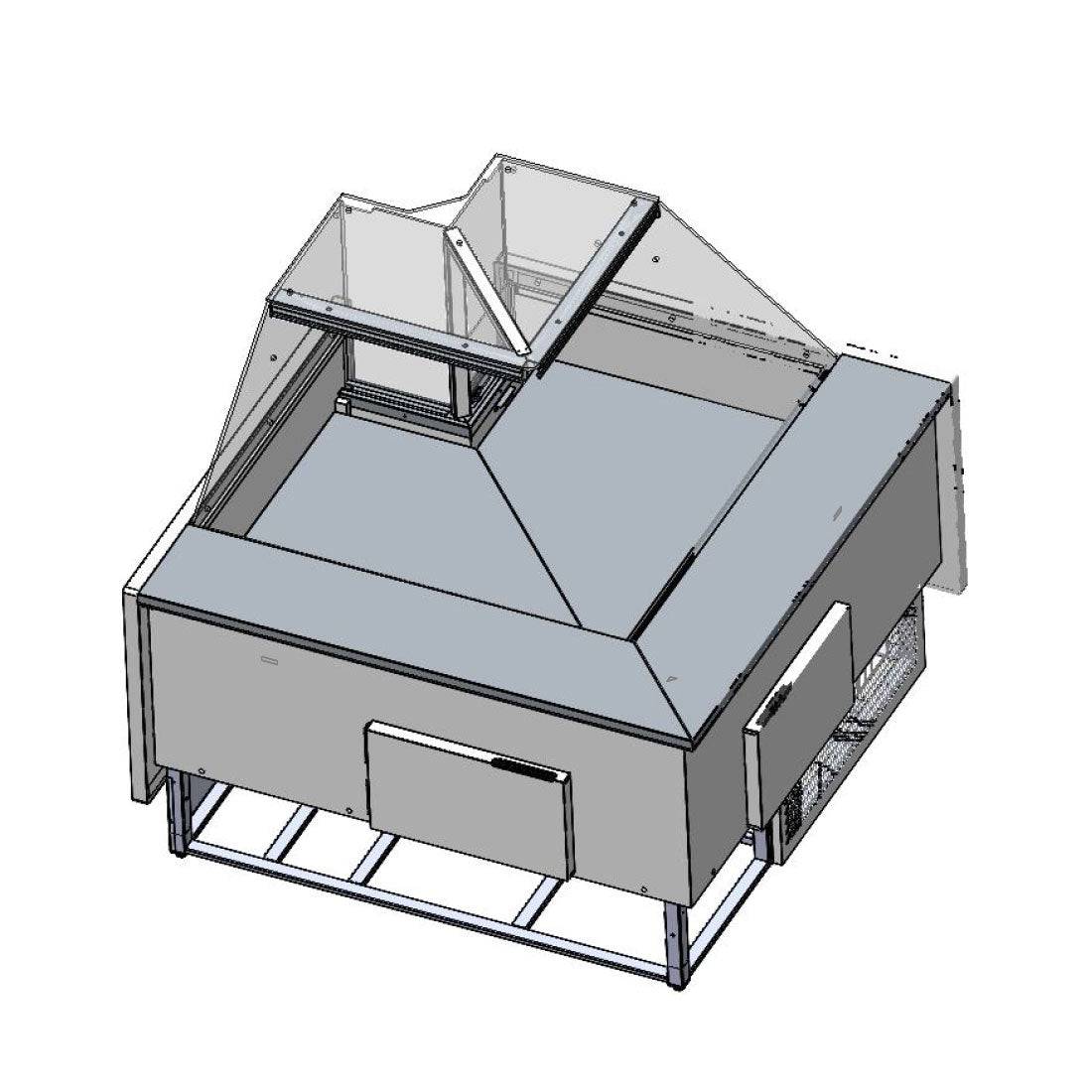 Tecnodom Series MR9.5 Black Corner Deli Display w/ Storage and Castors TDMR-I - JDS Hospitality Equipment 