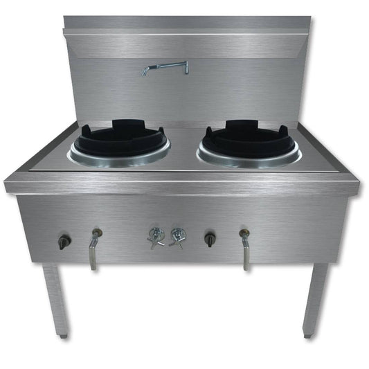 WW-2L Stainless Steel Waterless LPG Double Wok - JDS Hospitality Equipment 
