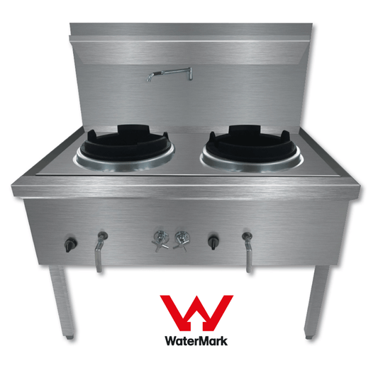 Gasmax Stainless Steel Waterless Nature Gas Double Wok Chimney Burner - WW-2NC - JDS Hospitality Equipment 