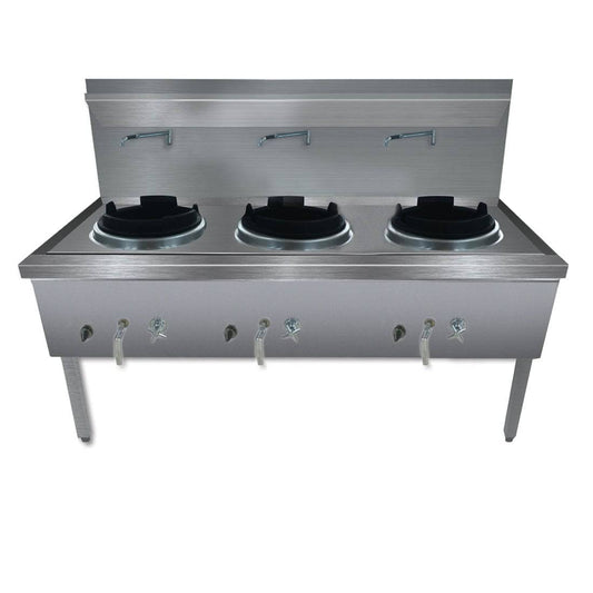 WW-3L Stainless Steel Waterless LPG Gas Triple Wok - JDS Hospitality Equipment 