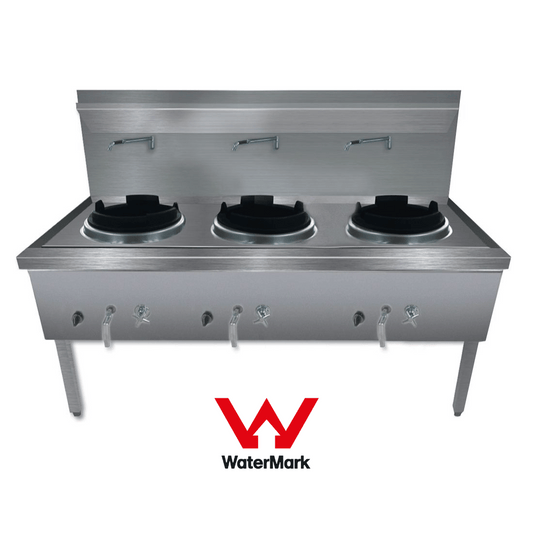 Gasmax Stainless Steel Waterless LPG Gas Triple Wok - WW-3L - JDS Hospitality Equipment 