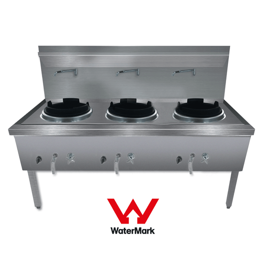 Gasmax Stainless Steel Waterless Nature Gas Triple Wok - WW-3N - JDS Hospitality Equipment 