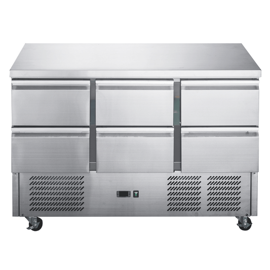 FED-X Six Drawer Salad Prep Fridge - XGNS1300D-6D - JDS Hospitality Equipment 