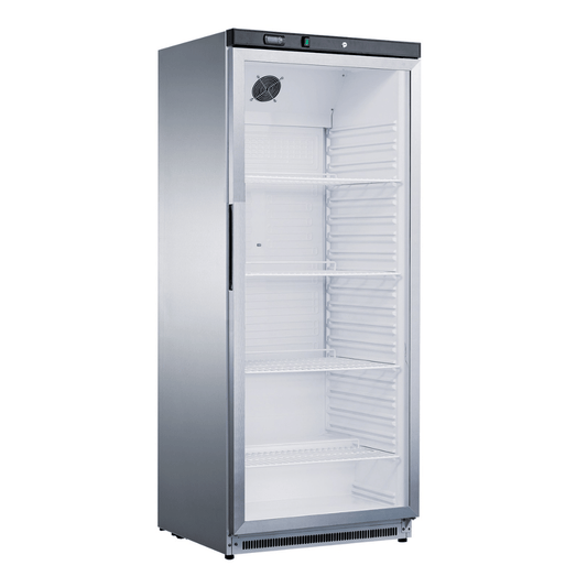 Thermaster Stainless Steel Upright Static Display Fridge XR600SG - JDS Hospitality Equipment 