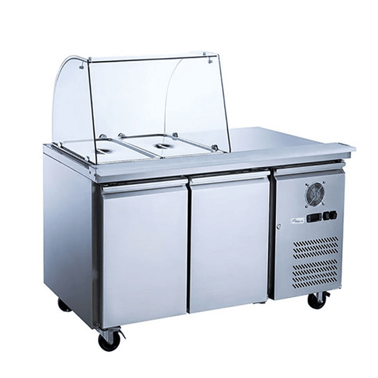 FED-X Two Door Salad Prep Fridge with Curve Glass Top - XTHP2100SALGC - JDS Hospitality Equipment 