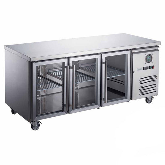 FED-X Three Glass Door Bench Fridge - XUB7C18G3V - JDS Hospitality Equipment 