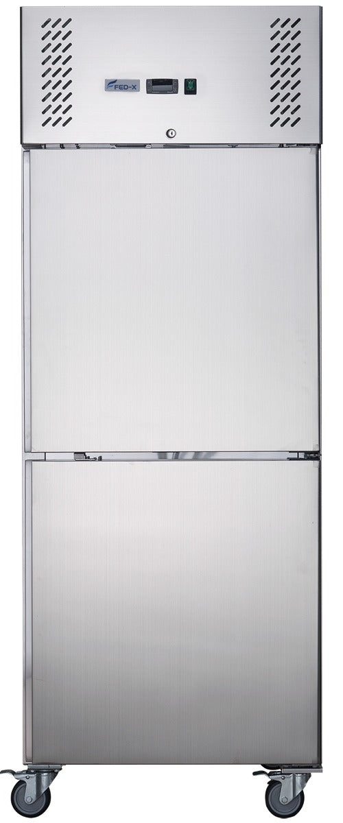FED-X S/S Two half Door Upright Freezer - XURF600S1V - JDS Hospitality Equipment 