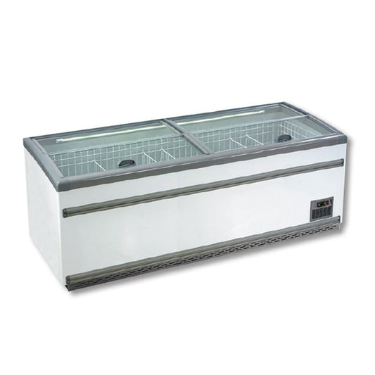 ZCD-L250S Supermarket Island Dual Temperature Freezer & Chiller with Glass Sliding Lids - JDS Hospitality Equipment 