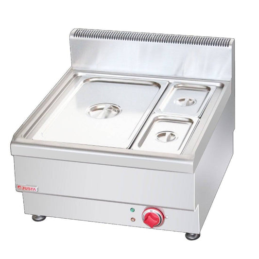 JUS-TY-2 Dry Bain Marie With 1 x 1/1 pan + 2 x 1/2 GN Pan & Lid - JDS Hospitality Equipment 