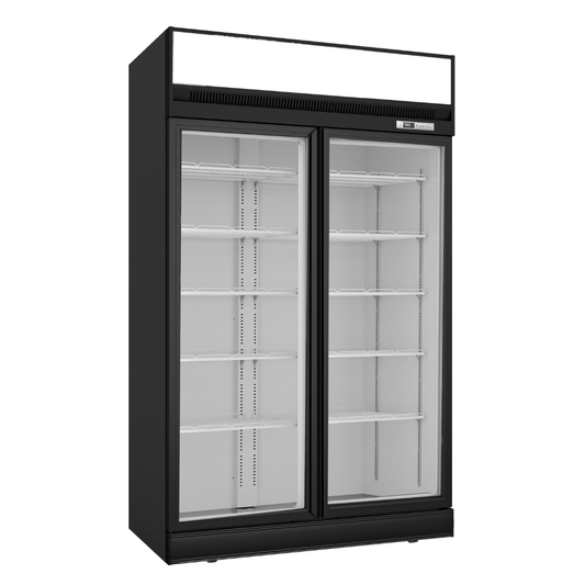 Thermaster 1006L Black Upright Double Glass Door Freezer LG-1006DF - JDS Hospitality Equipment 
