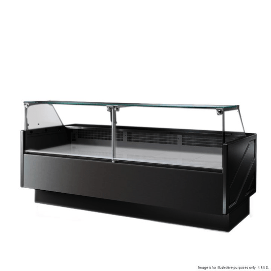 Serie MR Black 2480mm Wide Deli Display with Storage and Castors TDMR-0925B - JDS Hospitality Equipment 