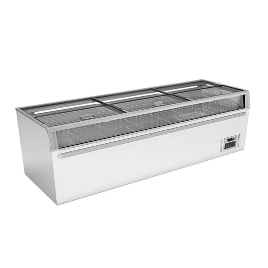 Thermaster 1105L Supermarket Island Freezer with Glass Sliding Lids ZCD-L250G - JDS Hospitality Equipment 