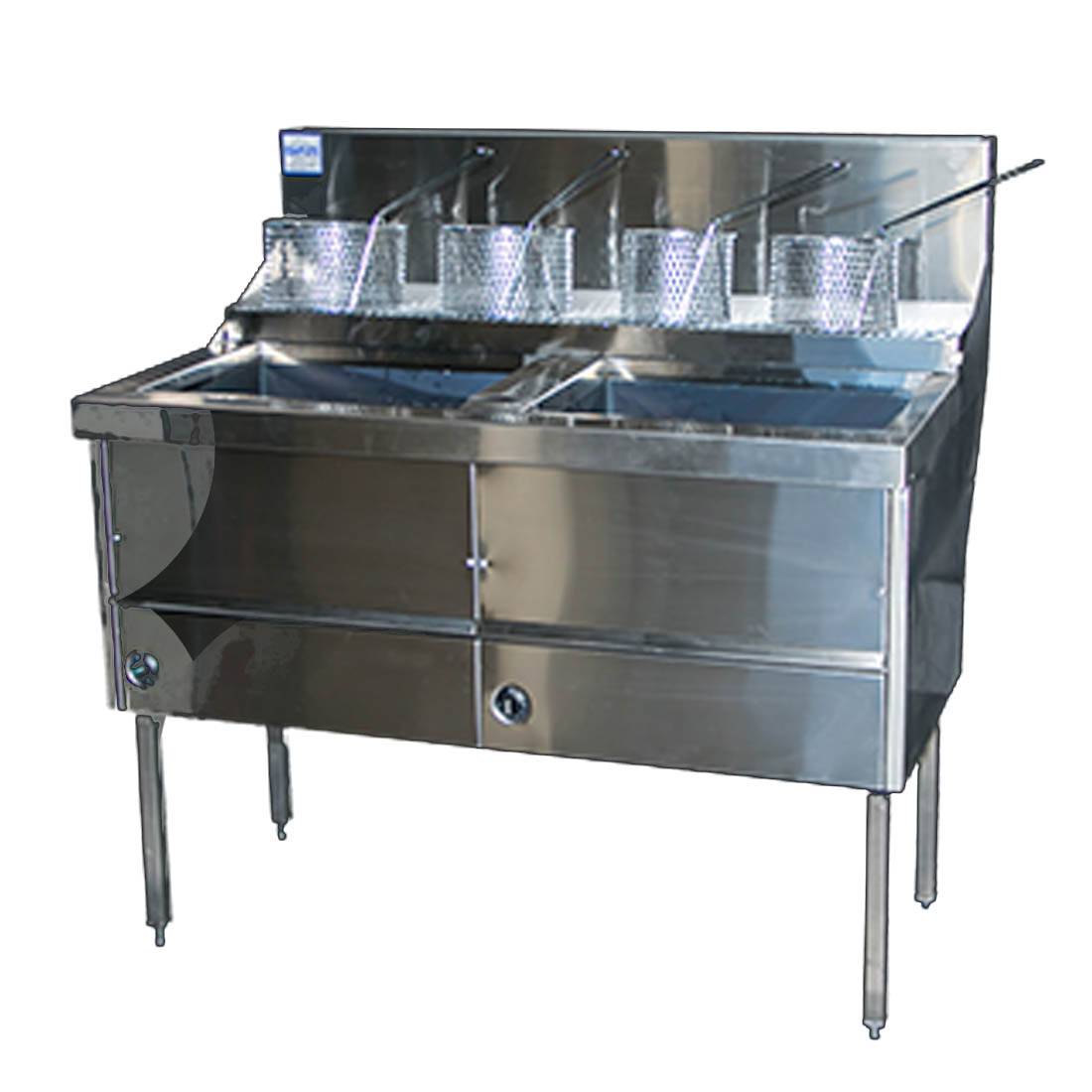 Gas Fish & Chips Fryer Two Pan Fryer - WFS-2/22 - JDS Hospitality Equipment 