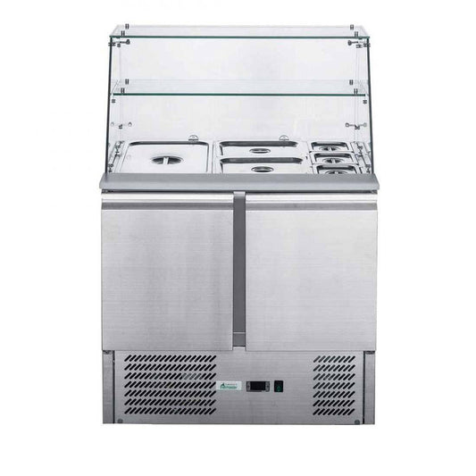 FED-X Two Door Salad Prep Fridge with Square Glass Top - XS900GC - JDS Hospitality Equipment 